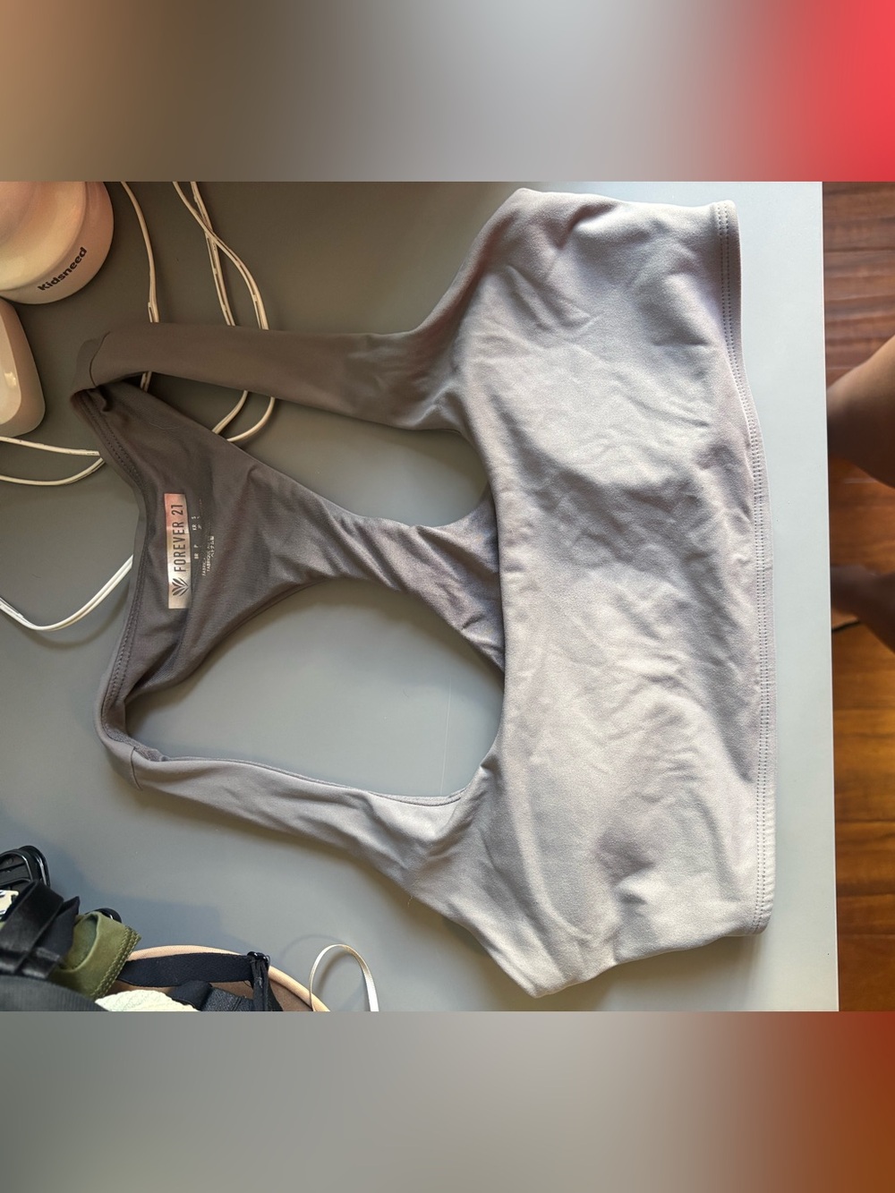 Forever 21 Light Gray Racerback Sports Bra